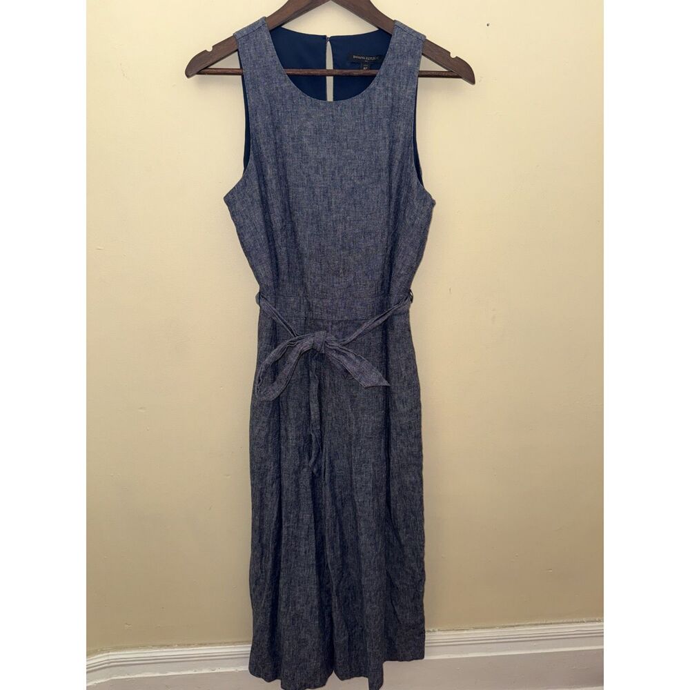 Banana Republic Factory Petite Blue Linen-Blend Wide Leg Jumpsuit Size 8P